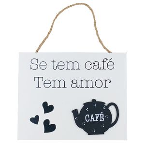 Placa Cantinho de Café 20x16cm em MDF Livon