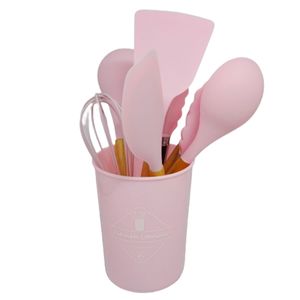 Kit de Utensílios de Cozinha 8 Peças de Silicone C/ Cabo em Madeira Fratelli