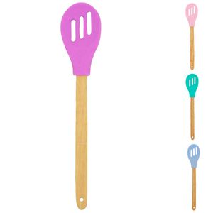 Colher de silicone vazada cores sortidas 6x31cm Imporiente