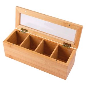 Caixa De Chá 4 Divisórias 26x9x9cm em Bambu Livon