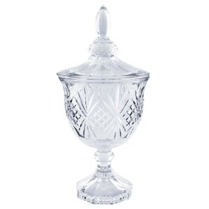 Potiche Decorativo C/ Pé 24,5x11,5cm Em Cristal Lyor