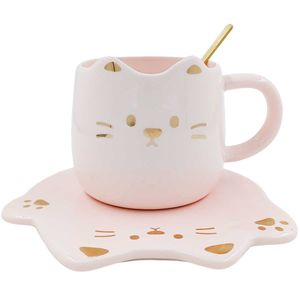 Xícara Gato 300ml em Cerâmica Lila Home