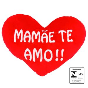 Almofada Coração Mamãe Te Amo 22x18cm em Poliéster HSU USIEH