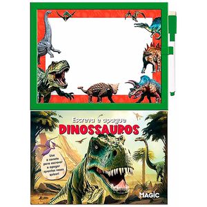 Livro Escreva E Apague C/ Lousa Dinossauros 31x21cm em Papel Magic Kids