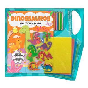 Livro Dinossauros Para Colorir e Adesivar em Papel