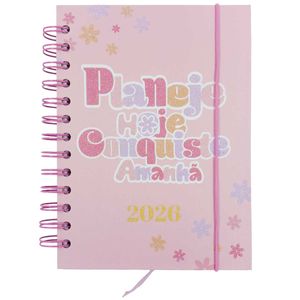Agenda 2026 Rose Glitter 13,7x19cm em Papel Dcarte