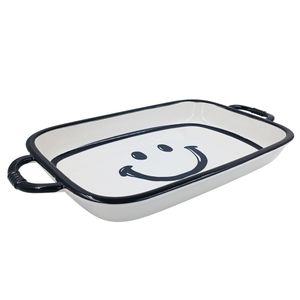 Travessa Smile C/ Alça 33cm em Cerâmica Lila Cosméticos