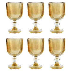 Jogo de Taças Lotus Gold 6 Peças 270ml em Vidro Wincy