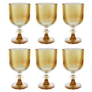 Jogo de Taças Fresia Gold 6 Peças 350ml em Vidro Wincy