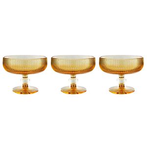 Jogo de Taças P/ Sobremesa Arabis Gold 3 Peças 280ml em Vidro Wincy