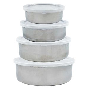 Jogo de Potes C/ Tampa 4 Peças em Aço Inox Clink