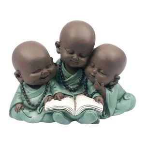 Buda Lendo Decorativo 13cm em Resina Brascontinental