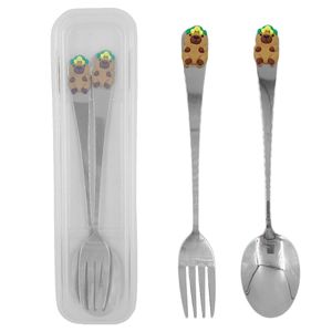 Kit Talher Capivara 2 Peças 17,5cm em Aço Inox Megagift