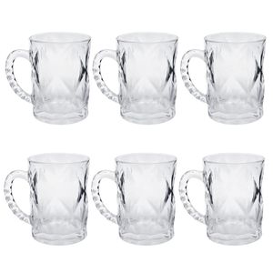 Jogo de Canecas Diamond 6 Peças 190ml em Vidro Kehome