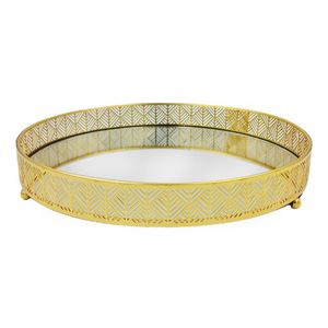 Bandeja Decorativa Espelhada 25x25cm em Metal Dcarte