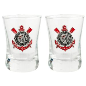 Jogo De Copos Shot Corinthians 2 Peças 50ml em Vidro Mileno