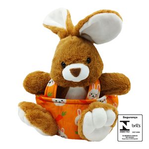 Coelho De Pelúcia com Cesta 20cm Poliéster Fizzy